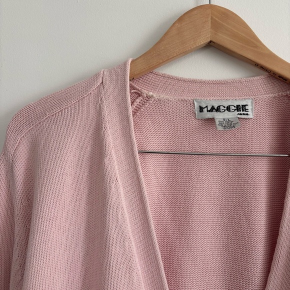 Vintage Cotton Light Pink and Gold Cardigan Sweater - Picture 3 of 14